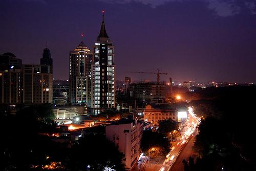 Aerial view of Bangalore at night